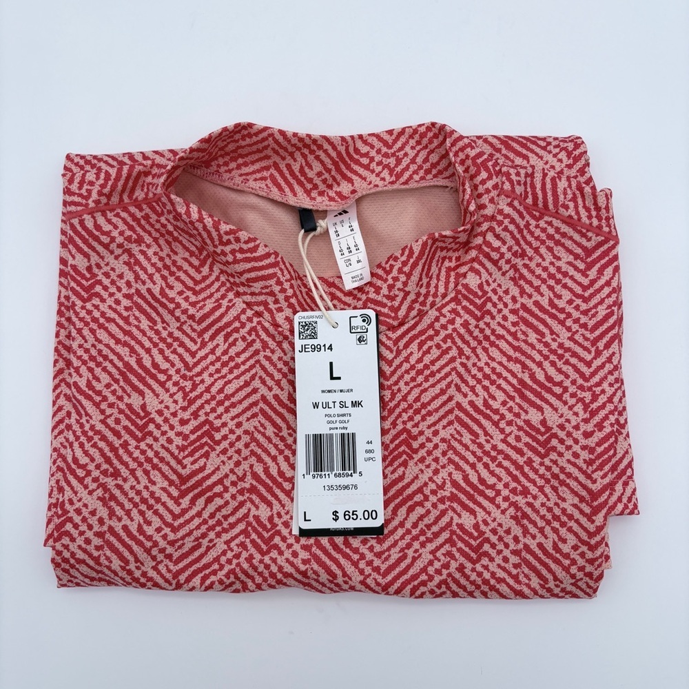 NWT Adidas Womens Size L Color Pure Ruby Ultimate365 Golf Top Sleeveless Mock - Picture 4 of 6